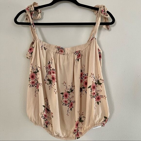 GUESS Floral Sleeveless Top with Tie-Up Straps Size Extra Large - Picture 1 of 3